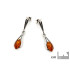 Boucles d'oreilles pendantes avec ambre cognac naturel ovale, argent vieilli 925