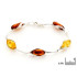 Pulseira com âmbar multicolorido, prata 925 banhada a ródio, 17 cm