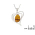 Harthanger met ovale cognac-amber, in 925 gerhodineerd zilver, hoogte 2,5+1 cm