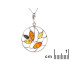 Pendant with natural multi-colored amber from the Baltic Sea oval, rhodium-plated silver