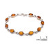 Pulsera con ámbar coñac natural ovalado, en plata 925 rodiada, longitud 18 cm