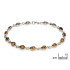 Pulsera con gota de ámbar coñac, en plata 925 rodiada, longitud 18 cm