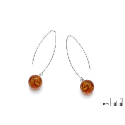 925 rodyum kaplama gümüş amber konyak toplu uzun küpe