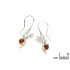 Boucles d'oreilles fée avec ambre cognac naturel, en argent rhodié 925
