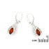 Boucles d'oreilles pendantes avec ambre cognac naturel, en argent rhodié 925