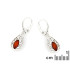 Dangle earrings with natural cognac amber, in 925 rhodium silver