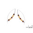 Pendientes largos con bola de ámbar multicolor, en plata 925 rodiada