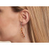 Long earrings with cognac amber ball, in 925 rhodium silver