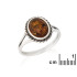 Anillo con ámbar coñac ovalado del Mar Báltico, en plata envejecida 925
