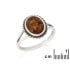 Inel cu chihlimbar de cognac oval al Marii Baltice, realizat din argint invechit 925