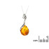 Ciondolo con ambra cognac naturale del Mar Baltico, realizzato in argento 925 rodiato