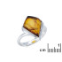 Ring with natural cognac amber from the Baltic Sea, in rhodium-plated silver 925
