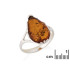 Ring with natural cognac amber from the Baltic Sea, in rhodium-plated silver 925