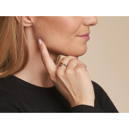 Bague avec ambre cognac naturel de la mer Baltique, en argent vieilli 925