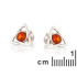Orecchini Triquetra con ambra naturale cognac, in argento 925 rodiato