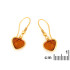 Orecchini con ambra naturale cognac, in argento dorato 925