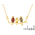 Collar pájaro con ámbar multicolor, en plata dorado 925, largo 42 + 3 cm