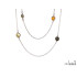 Necklace with multi-colored amber ball, in 925 rhodium silver, length 100 + 5 cm
