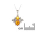 코냑 앰버 꿀벌 펜던트, 925 실버 소재, 높이 1.6+0.8 cm