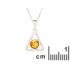 Pandantiv Triquetra cu chihlimbar coniac, din argint 925 rodiu, înălțime 1,4+0,8 cm