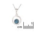 Pendentif rond avec opale bleue doublet, en argent rhodié 925, hauteur 1,2+1 cm