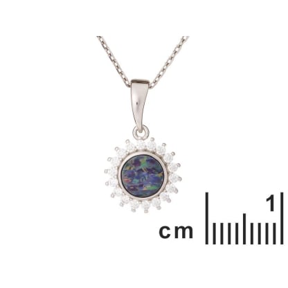 Pendentif opale doublet et oxyde de zirconium, argent rhodié 925, 1+0,8 cm