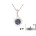 Opal doublet and zirconium oxide pendant, 925 rhodium silver, 1+0.8 cm