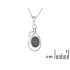 Pandantiv cu dublu opal albastru, din argint 925 rodiu, inaltime 1,8+0,8 cm