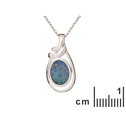 Hanger met doublet blauwe opaal, in 925 gerhodineerd zilver, hoogte 2 cm