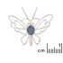 Pendentif papillon opale doublet, oxyde de zirconium, argent rhodié 925, 2,5 cm