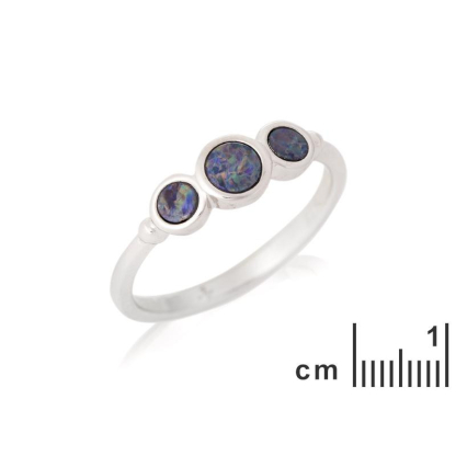 925 rodyum kaplama gümüş yuvarlak Avustralya ikili mavi opal yüzük