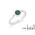 Bague avec opale doublet ronde et oxyde de zirconium, en argent rhodié 925