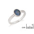 Bague avec opale doublet ovale et oxyde de zirconium, en argent rhodié 925
