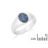 Anello sigillo con opale blu ovale doppietto australiano, in argento 925 rodiato