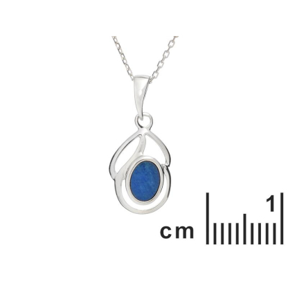 Anhänger mit Dublett blauer Opal, aus 925 rhodiniertem Silber, Höhe 1,5+0,8 cm