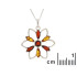 Colgante floral con ámbar multicolor natural, en plata 925 rodiada