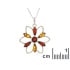 Pandantiv flori cu chihlimbar natural multicolor, din argint 925 placat cu rodiu