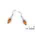Dangle earrings with natural cognac amber, in 925 rhodium silver