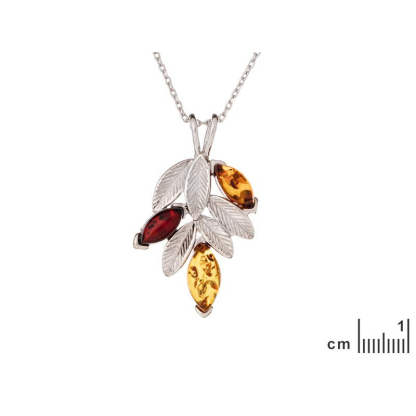 Anhänger mit Shuttle-Cognac-Bernstein, aus 925er rhodiniertem Silber, Höhe 3 cm