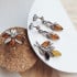 Pandantiv cu chihlimbar cognac naveta, din argint placat cu rodiu 925, inaltime 3 cm