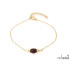 Bracelet avec ambre cognac naturel ovale, en argent doré 925, longueur 17+3 cm