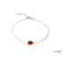 Armband mit ovalem Cognac-Bernstein, aus 925 rhodiniertem Silber, Länge 17+3 cm