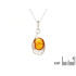 Pandantiv cu chihlimbar cognac oval, din argint 925 placat cu rodiu, inaltime 2+1 cm