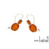 Pendientes colgantes con ámbar coñac natural, en plata 925 rodiada
