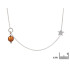 Collana con ambra cognac, in argento 925 rodiato, lunghezza 40+5 cm