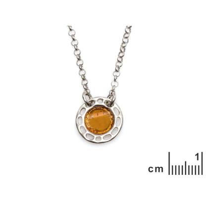 Collier avec ambre cognac naturel de la mer Baltique, en argent rhodié 925