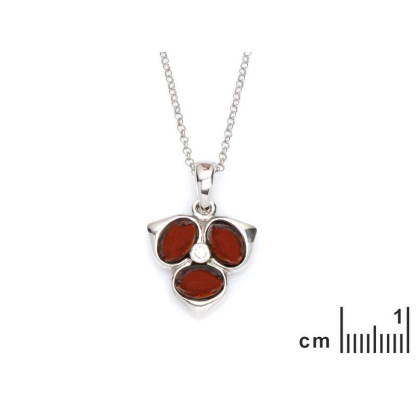 Collier avec ambre cognac, en argent rhodié 925, longueur 45 + 3 cm