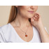 Necklace with natural cognac amber from the Baltic Sea round, in rhodium-plated silver 925