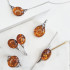 Boucles d'oreilles avec ambre cognac naturel ovale, en argent rhodié 925