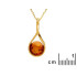 Pendant with round cognac amber, in 925 gold plated silver, height 2 cm